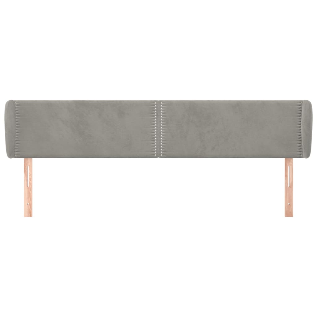 Kopfteil mit Ohren Hellgrau 163x23x78/88 cm Samt